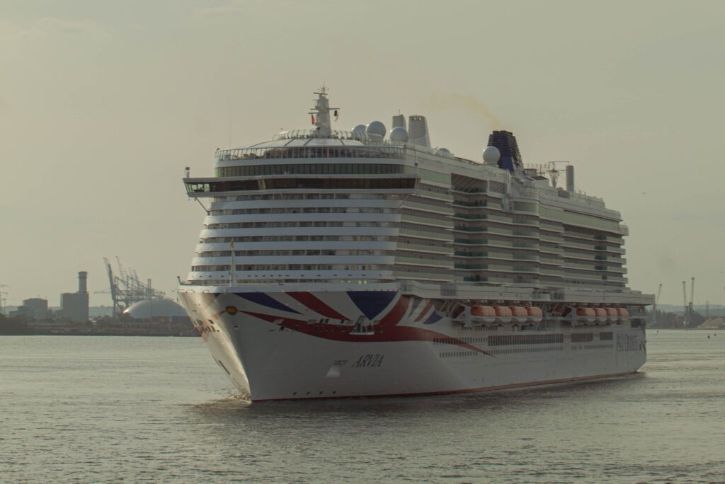 An image showing a cruise ship leaving Southampton port in the UK